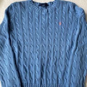 Ralph Lauren blue cable knit long sleeve sweater M.